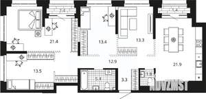 4-к квартира, вторичка, 109м2, 16/23 этаж