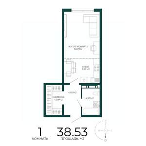 1-к квартира, вторичка, 39м2, 15/17 этаж