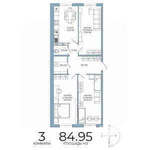 3-к квартира, вторичка, 85м2, 10/18 этаж
