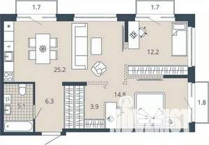 2-к квартира, вторичка, 72м2, 20/23 этаж