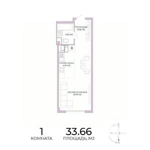 1-к квартира, строящийся дом, 34м2, 10/17 этаж