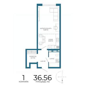 1-к квартира, вторичка, 37м2, 4/17 этаж