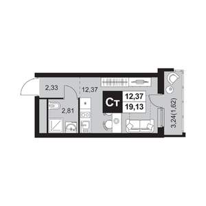 1-к квартира, вторичка, 19м2, 8/20 этаж