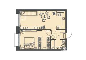 1-к квартира, вторичка, 56м2, 2/23 этаж