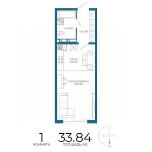 1-к квартира, вторичка, 34м2, 9/17 этаж