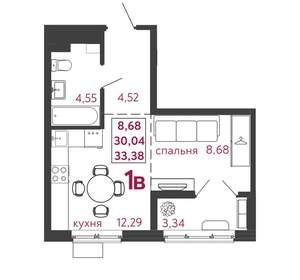 1-к квартира, вторичка, 33м2, 5/12 этаж