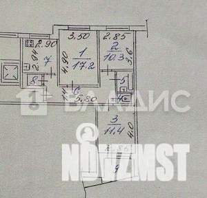 3-к квартира, вторичка, 63м2, 5/9 этаж