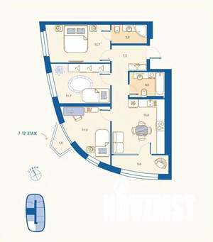 3-к квартира, вторичка, 71м2, 13/16 этаж