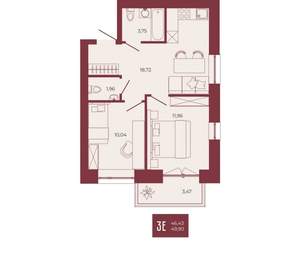 3-к квартира, вторичка, 50м2, 4/17 этаж