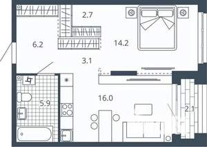 1-к квартира, вторичка, 50м2, 10/24 этаж