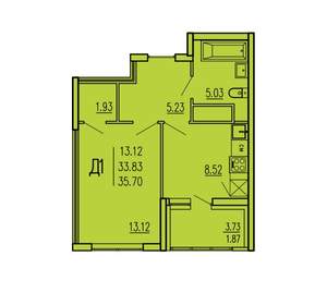 1-к квартира, вторичка, 36м2, 9/17 этаж