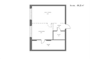 1-к квартира, вторичка, 61м2, 2/21 этаж