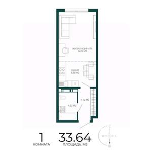 1-к квартира, вторичка, 34м2, 7/17 этаж