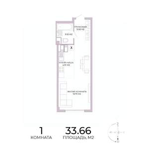 1-к квартира, строящийся дом, 34м2, 16/17 этаж