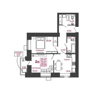 2-к квартира, вторичка, 60м2, 1/17 этаж