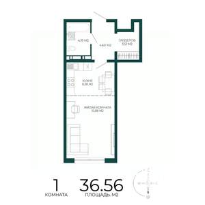 1-к квартира, строящийся дом, 37м2, 4/17 этаж
