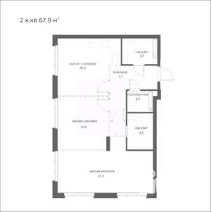 2-к квартира, вторичка, 68м2, 9/21 этаж