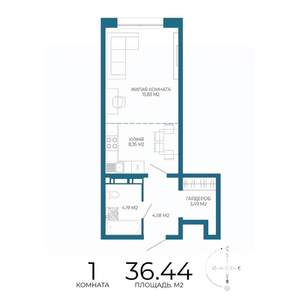 1-к квартира, вторичка, 36м2, 2/17 этаж