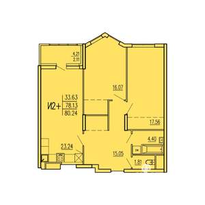 2-к квартира, вторичка, 80м2, 15/17 этаж