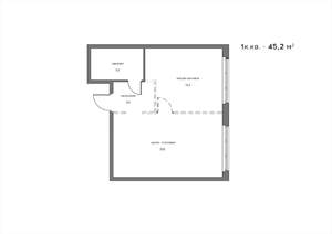 1-к квартира, вторичка, 45м2, 8/21 этаж