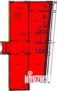 3-к квартира, строящийся дом, 78м2, 12/18 этаж