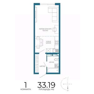 1-к квартира, строящийся дом, 33м2, 9/17 этаж