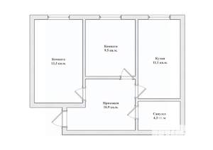 2-к квартира, вторичка, 48м2, 1/3 этаж