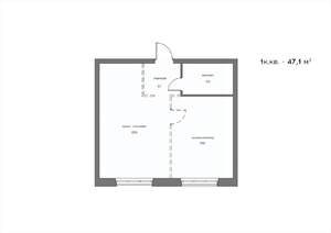 1-к квартира, вторичка, 47м2, 8/21 этаж
