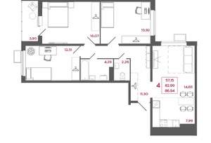 4-к квартира, вторичка, 87м2, 11/18 этаж