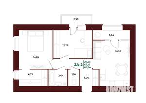 2-к квартира, вторичка, 67м2, 12/17 этаж
