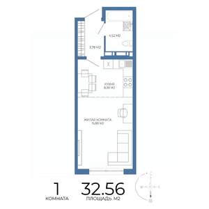 1-к квартира, строящийся дом, 33м2, 3/17 этаж
