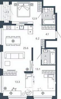 3-к квартира, вторичка, 85м2, 11/24 этаж