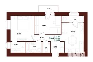 2-к квартира, вторичка, 67м2, 8/17 этаж
