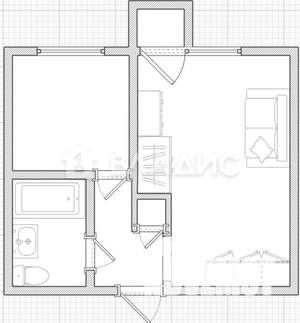 1-к квартира, вторичка, 21м2, 3/9 этаж