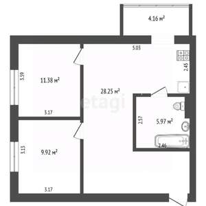 2-к квартира, вторичка, 61м2, 12/16 этаж