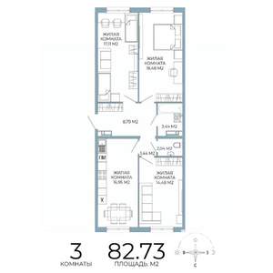 3-к квартира, строящийся дом, 83м2, 7/18 этаж