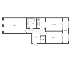 2-к квартира, вторичка, 65м2, 4/16 этаж