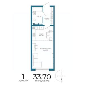 1-к квартира, вторичка, 34м2, 3/17 этаж