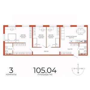 3-к квартира, строящийся дом, 105м2, 12/18 этаж