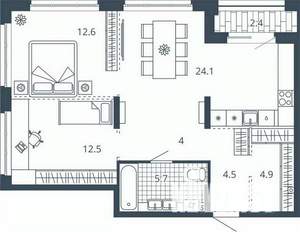 2-к квартира, вторичка, 71м2, 4/24 этаж