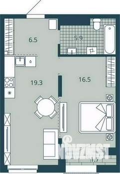 1-к квартира, вторичка, 50м2, 5/24 этаж